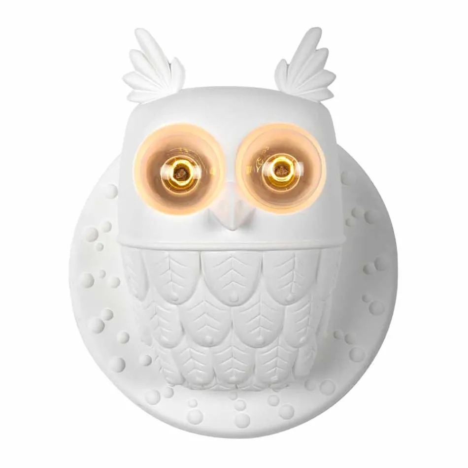 Wandleuchte 2 Lichter in Matt White Ceramic Modern Design Owl - Owl Viadurini