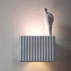 Wandleuchte mit 3 LED-Leuchten aus mattweißer Keramik mit Umarell - Ometto Viadurini