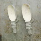 Wandapplikation in mattweißem Keramikdesign mit dekorativen Blumen - Fluxo Viadurini