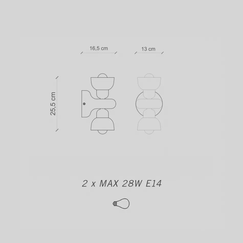 Wandleuchte aus Keramik mit 2 Lichtern, hergestellt in Italien – Berimbau Viadurini