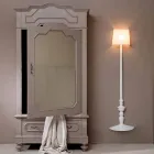 Hohe Wandapplikation aus weißer Keramik und Lampenschirm aus Leinen - Cadabra Viadurini