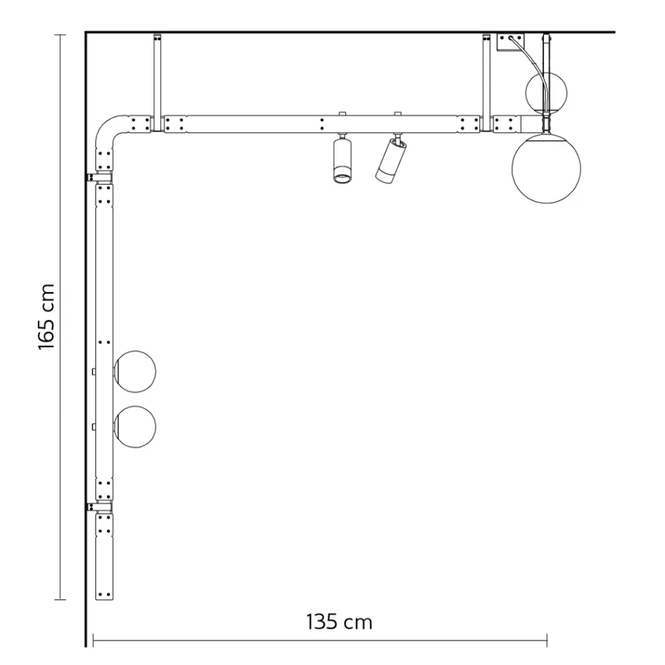 Design-Wandleuchte aus schwarzem Aluminium mit Kugeln und Strahlern - Exodus Viadurini