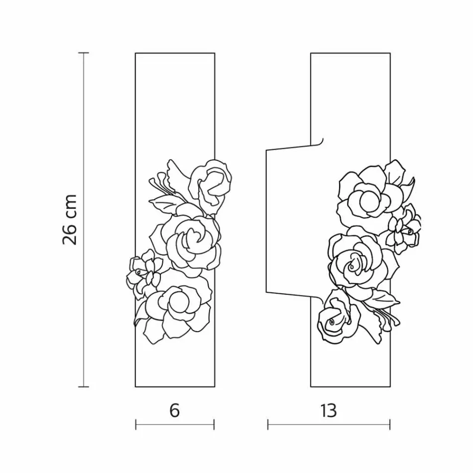 Wandleuchte aus mattweißer Keramik mit dekorativen Blumen - Revolution Viadurini