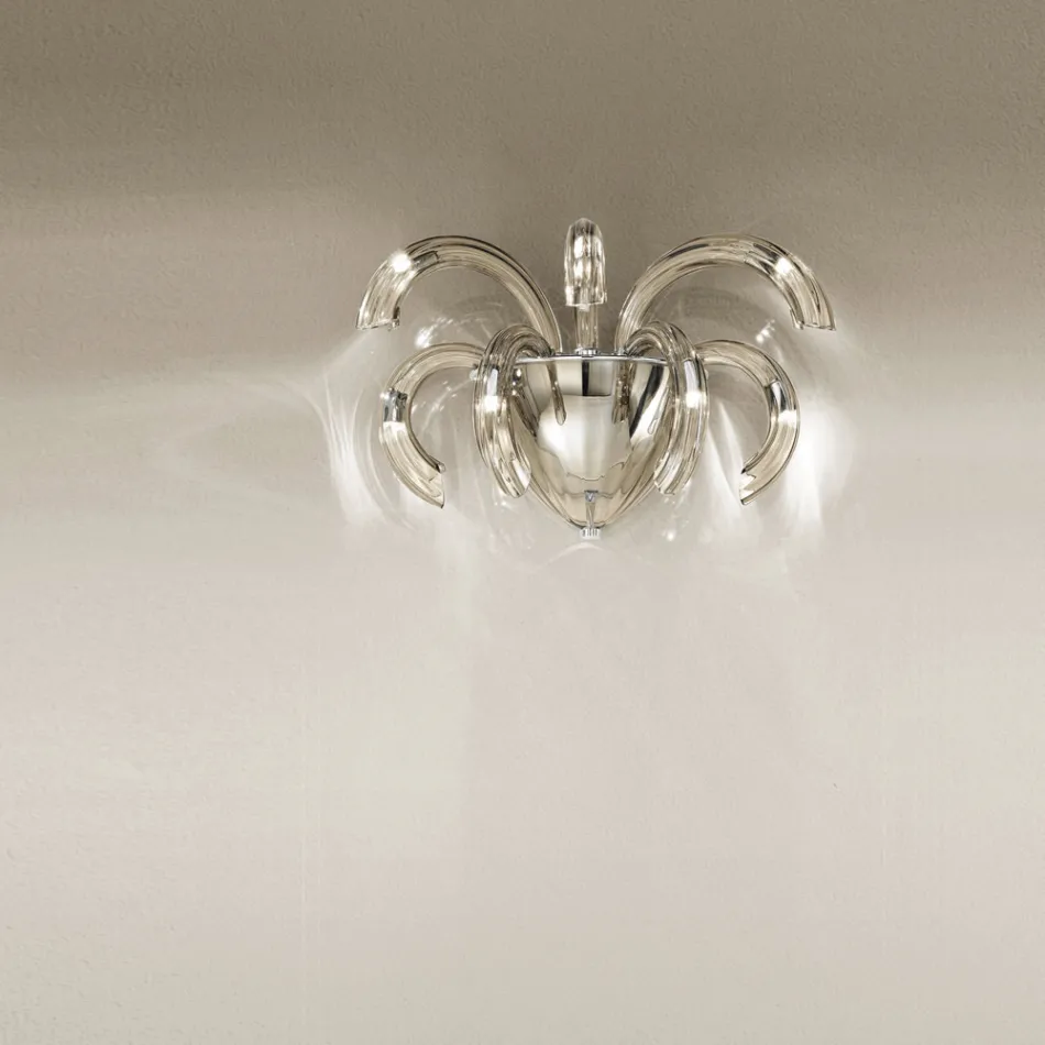 Handwerkliche Wandlampe aus venezianischem Glas und Metall Made in Italy - Jason Viadurini