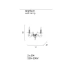 Klassische Wandlampe 2 Lichter aus weißem Glas, handgefertigt in Italien - Malaysia Viadurini