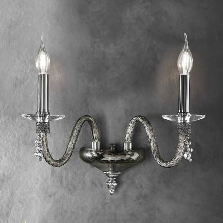 Klassische Wandlampe 2 Lichter aus mundgeblasenem Glas und handgefertigten Details - Phaedra Viadurini