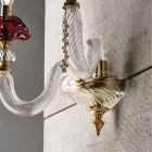 Klassische Wandlampe 2 Lichter mundgeblasenes Glas und florale Details - Bluminda Viadurini