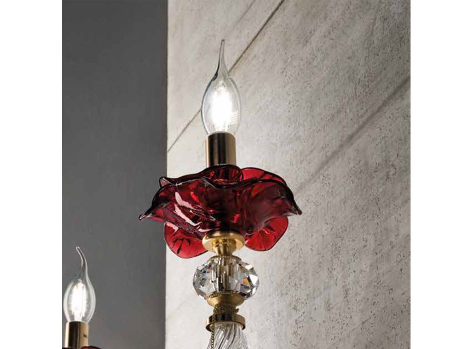 Klassische Wandlampe 2 Lichter mundgeblasenes Glas und florale Details - Bluminda Viadurini