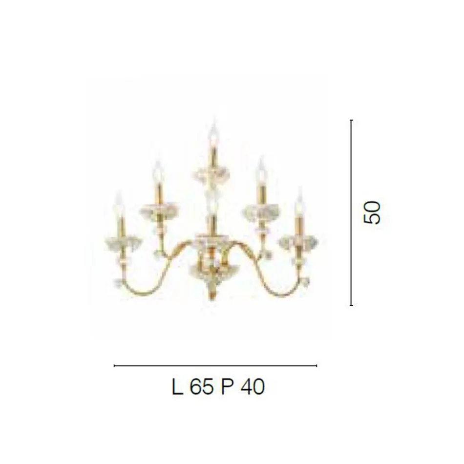 Klassische Wandleuchte 6 Lichter aus Porzellan und luxuriösem mundgeblasenem Glas - Eteria Viadurini