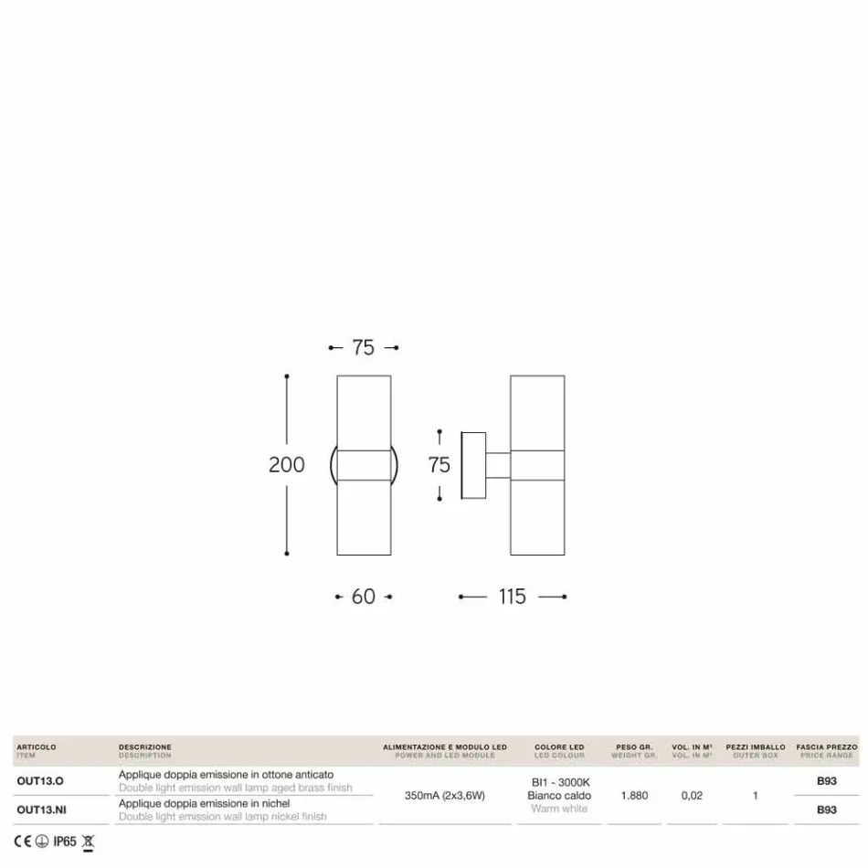 Moderne Aussendoppelemissions Messing Abarth 204 Viadurini
