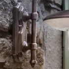 Außenwandleuchte aus schwarzem Aluminium und handgemalten Blumen - Latina Viadurini