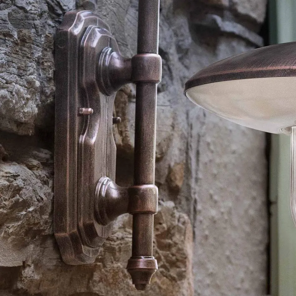 Außenwandleuchte aus schwarzem Aluminium und handgemalten Blumen - Latina Viadurini