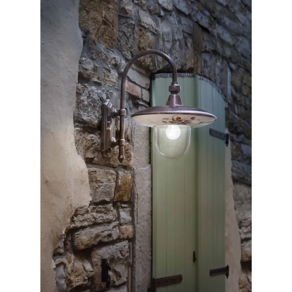 Außenwandleuchte aus schwarzem Aluminium und handgemalten Blumen - Latina Viadurini