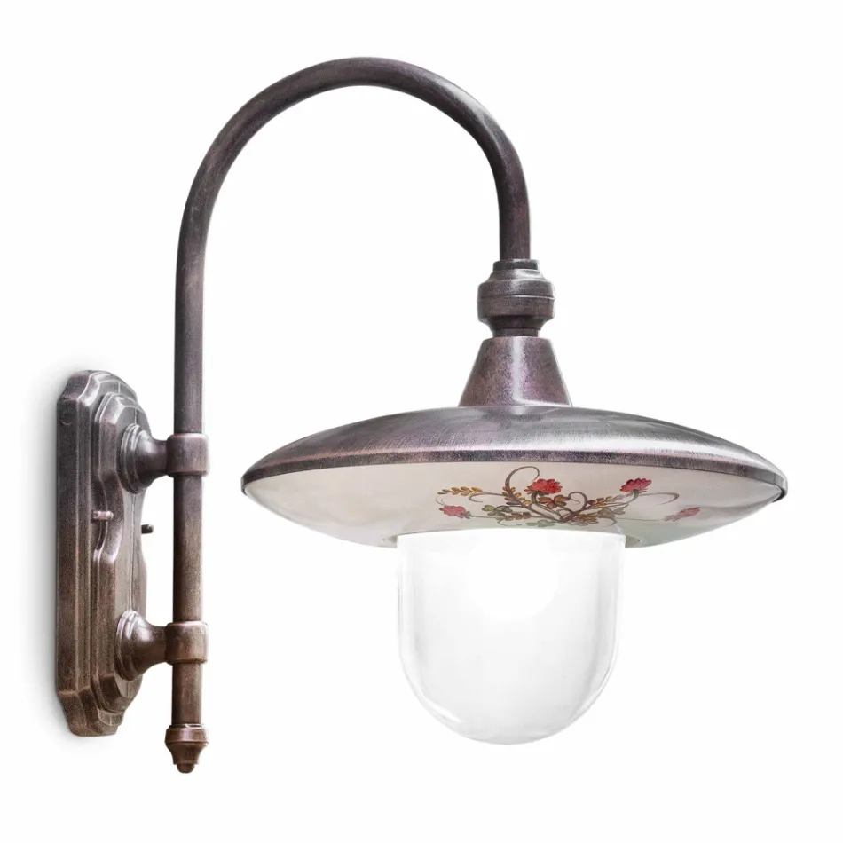 Außenwandleuchte aus schwarzem Aluminium und handgemalten Blumen - Latina Viadurini