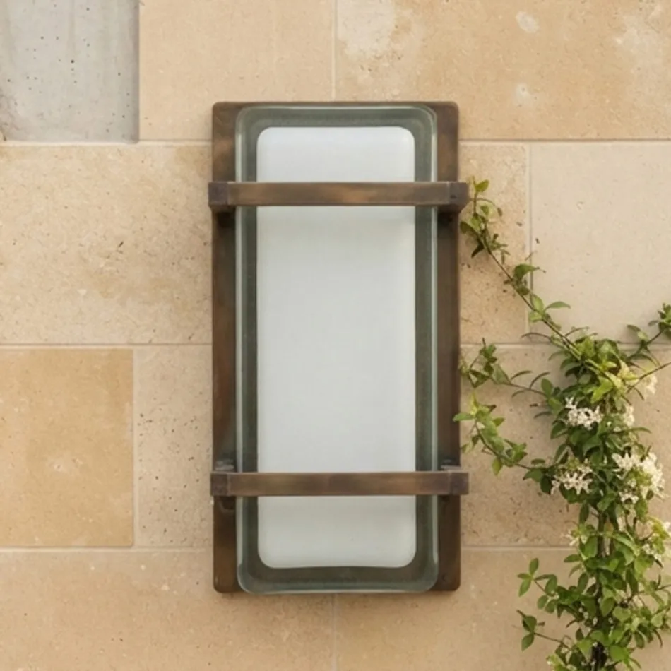 Außenwandleuchte aus Messing, E27, geometrisches Design, hergestellt in Italien – Kristall Viadurini