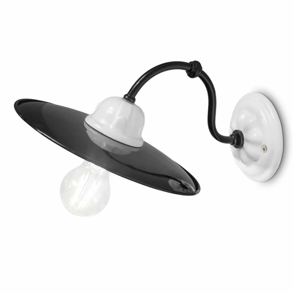 Elegante Wandleuchte aus weißer Keramik Ferroluce Potenza Viadurini