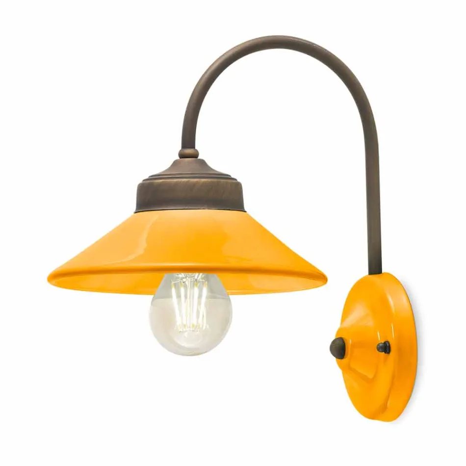 Lichter in farbigen keramischen Wand- und Messing Alice Ferroluce Viadurini