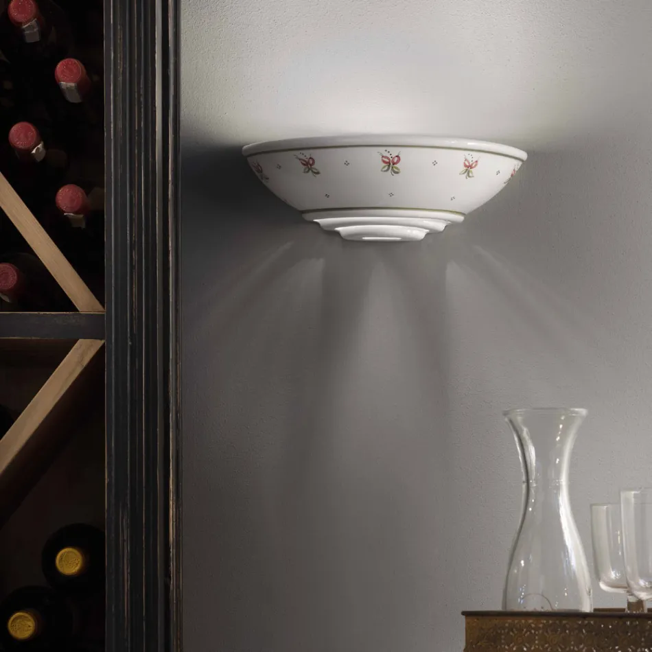 Keramik Wandleuchte im rustikalen Design handdekoriert Ferroluce Viadurini