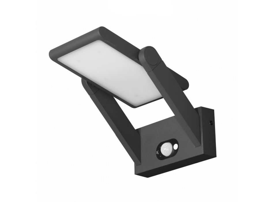 Wandleuchte Solar Led Spotlight aus weißem oder schwarzem Aluminium mit Sensor - Hugo Viadurini