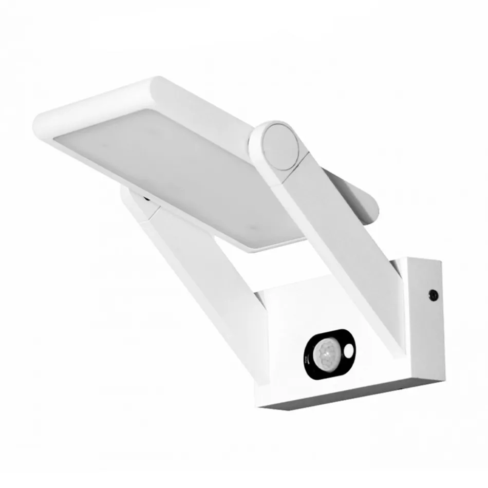 Wandleuchte Solar Led Spotlight aus weißem oder schwarzem Aluminium mit Sensor - Hugo Viadurini