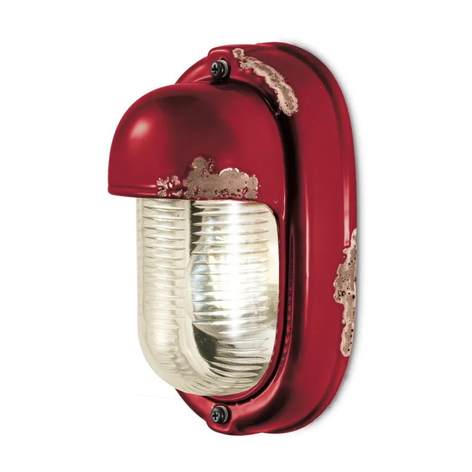 Wandleuchte aus handgefertigter Keramik und vertikalem Industrieeisen - Vintage Viadurini