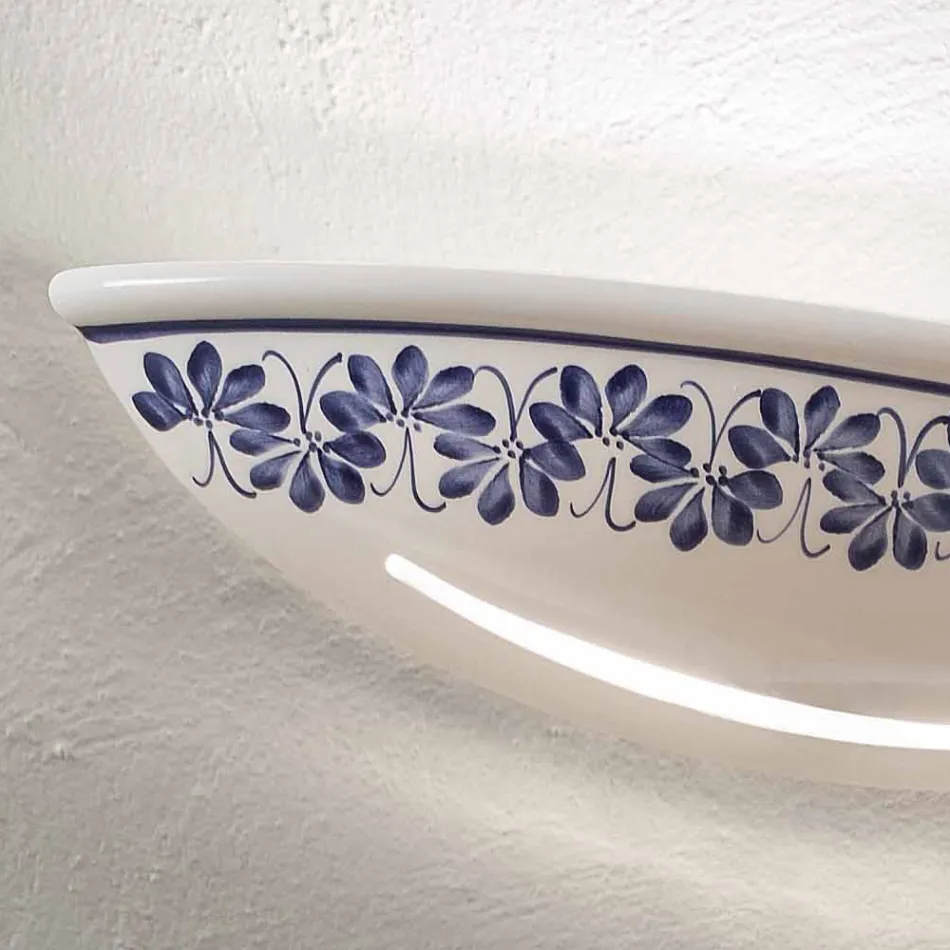 Handwerkliche Keramik-Wandlampe und handbemalte blaue Dekorationen - Triest Viadurini