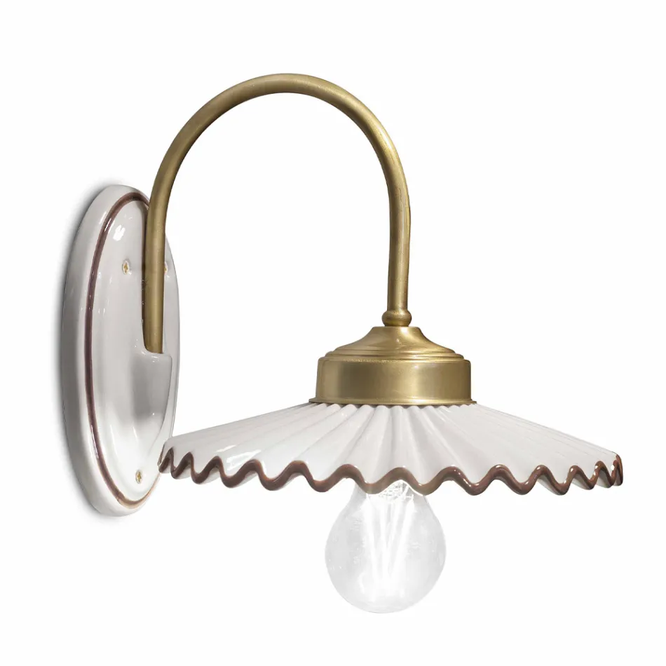 Plissierte, glänzende Keramikapplikation und handbemalte Kante – Laquila Viadurini