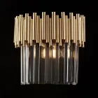 Vergoldete Wandleuchte aus Eisen mit Strasssteinen, hergestellt in Italien, für die Inneneinrichtung - Paris Viadurini