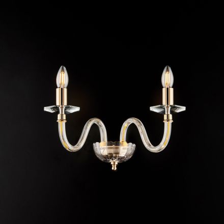 Vergoldete Wandleuchte aus Eisen mit Glas, hergestellt in Italien, für die Inneneinrichtung - Innsbruck Viadurini