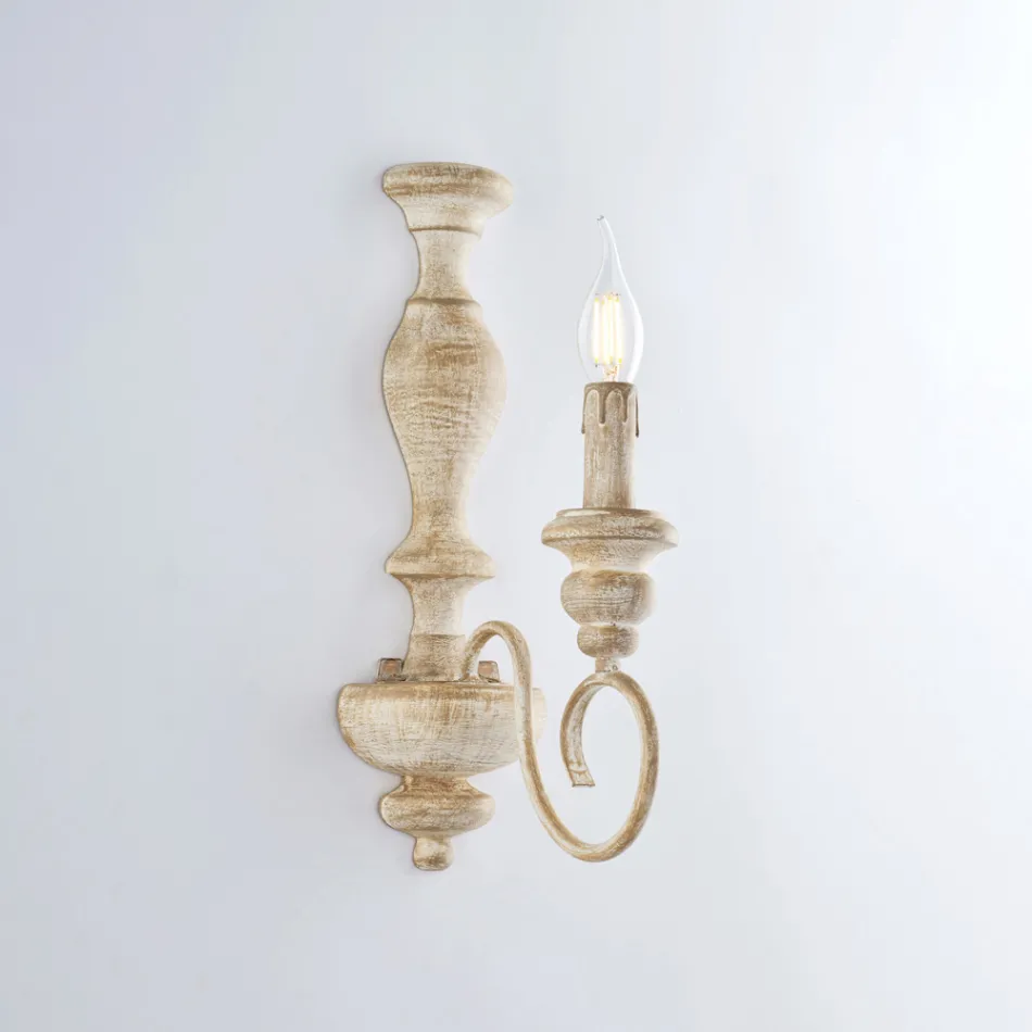 Wandleuchten aus Holz und lackiertem Eisen, hergestellt in Italien für die Inneneinrichtung - Toskana Viadurini