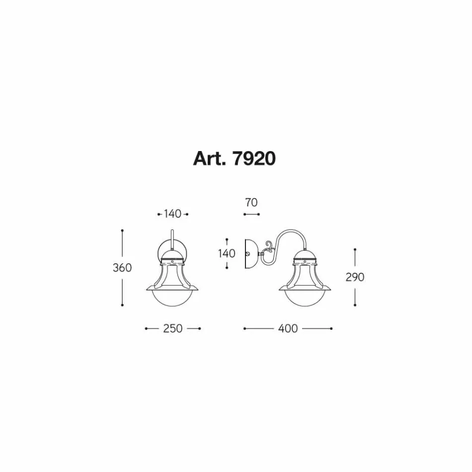 Messing Wand und mundgeblasenem Glas Loggia Viadurini
