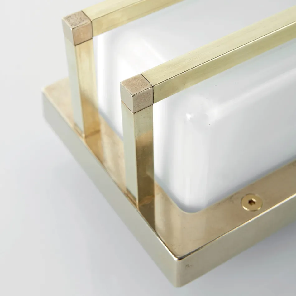 Vintage-Wandleuchte aus Messing, E27-Fassung, stimmungsvolles Licht, hergestellt in Italien – Kristall Viadurini