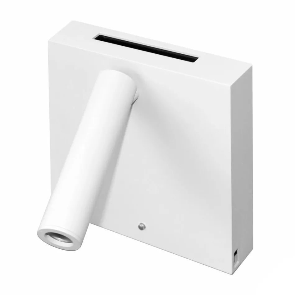 Dekorative LED-Wandleuchte aus weißem oder schwarzem Aluminium mit USB-Anschlüssen - Paola Viadurini