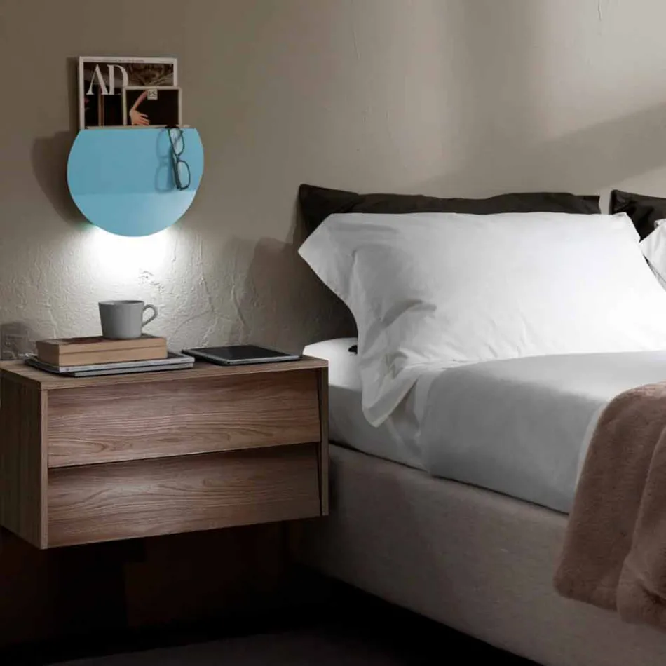 Moderne Wandleuchte mit Magazinfach, USB- und LED-Licht Made in Italy - Foster Viadurini