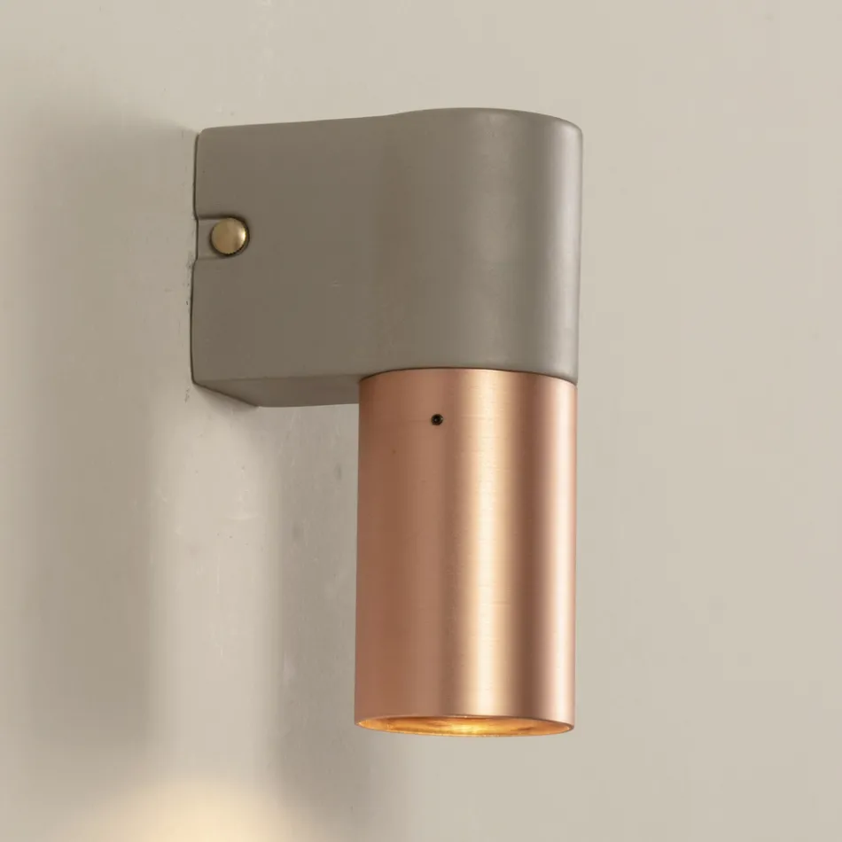 Moderne Wandlampe aus Keramik und gebürstetem Kupfer Made in Italy - Toscot Match Viadurini