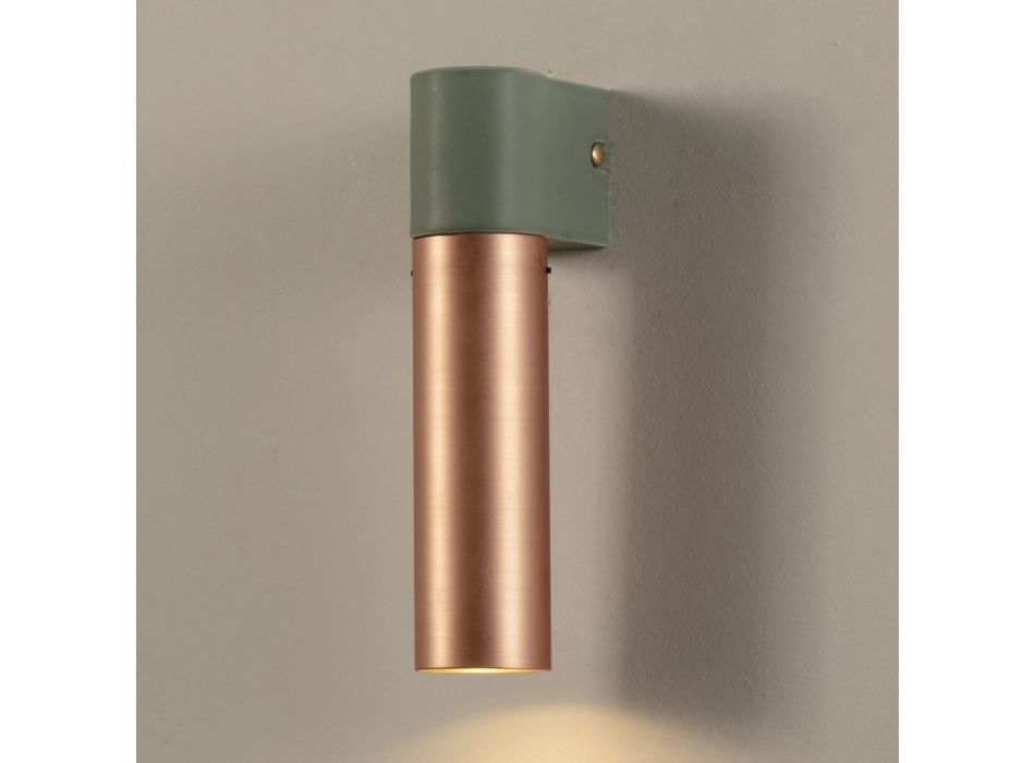 Moderne Wandlampe aus Keramik und gebürstetem Kupfer Made in Italy - Toscot Match Viadurini