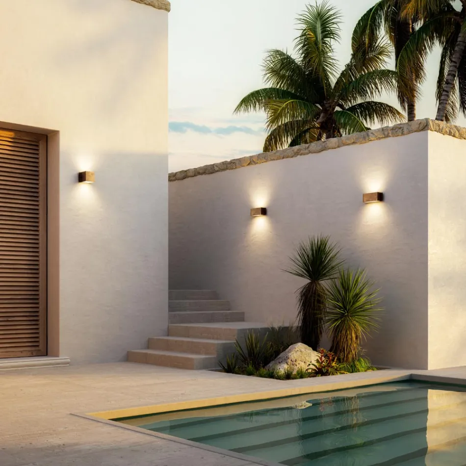 Rechteckige Wandleuchte aus Kupfer und LED, hergestellt in Italien – Beispiel Viadurini