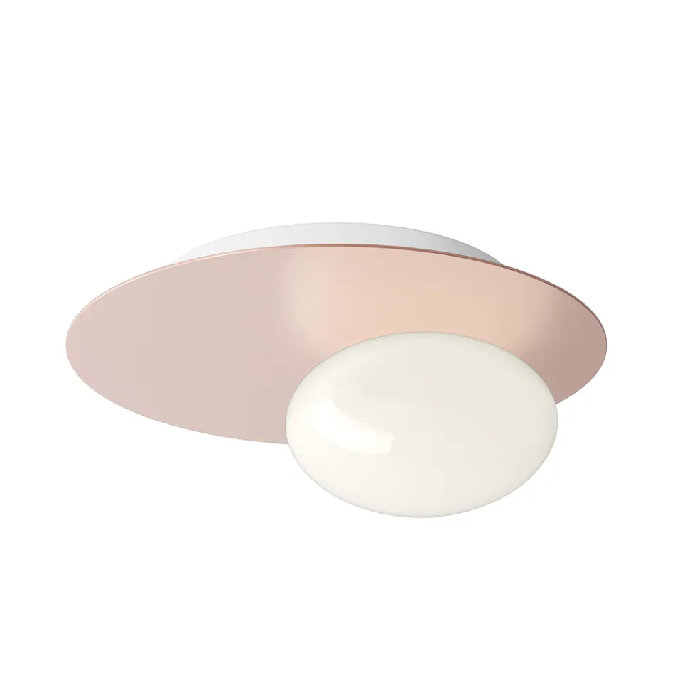 Wand- oder Deckenleuchte aus Aluminium, Metall und weißem Glas - Luma Viadurini