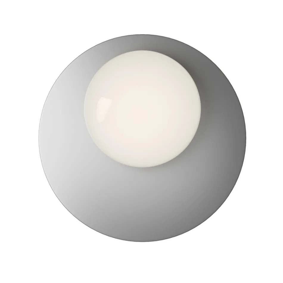 Wand- oder Deckenleuchte aus Aluminium, Metall und weißem Glas - Luma Viadurini