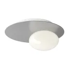 Wand- oder Deckenleuchte aus Aluminium, Metall und weißem Glas - Luma Viadurini