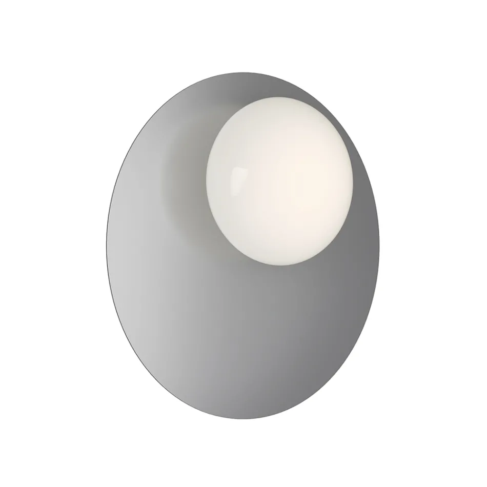 Wand- oder Deckenleuchte aus Aluminium, Metall und weißem Glas - Luma Viadurini