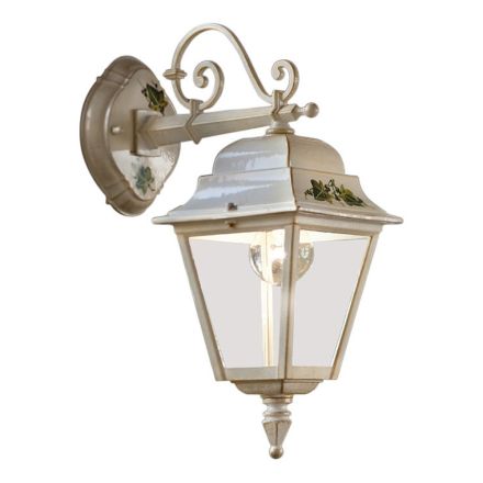 Außenwandleuchte aus weißem Aluminium und handbemalter Dekoration - Gorizia Viadurini