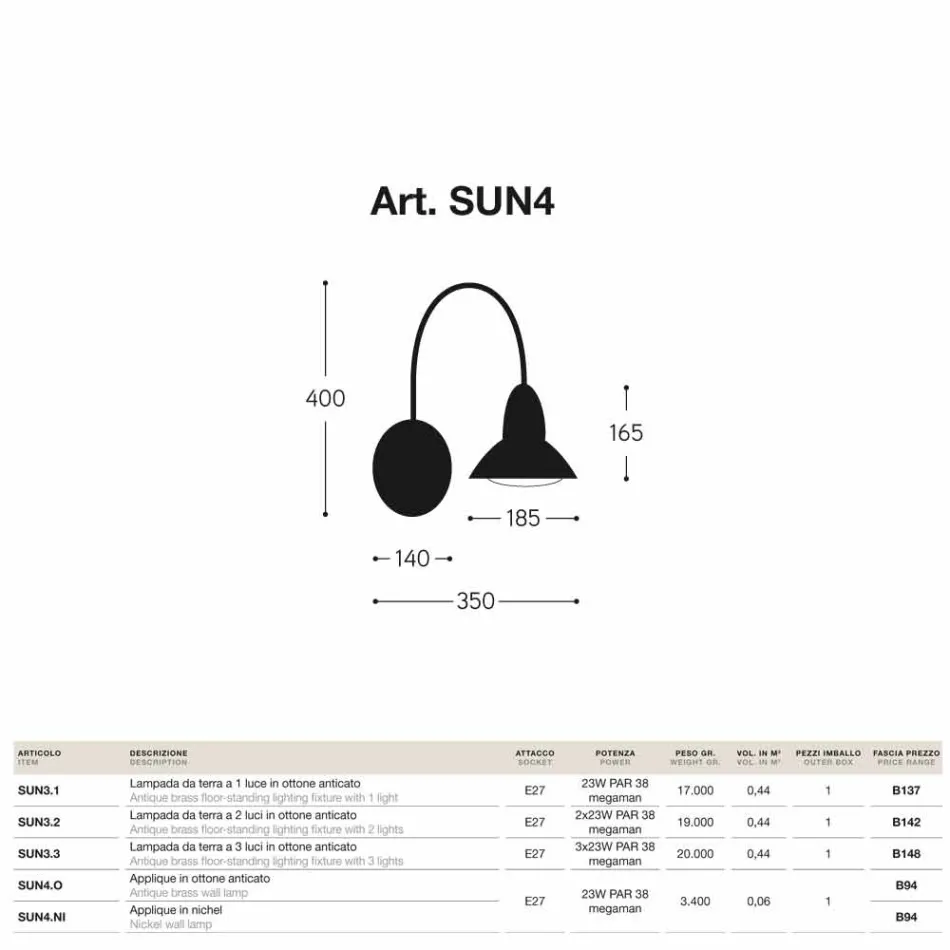 Applikationen für Außen Jasmine vernickelt Messing Viadurini