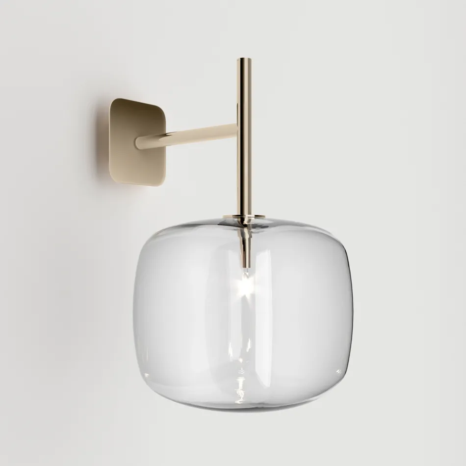 Elegante Wandleuchte aus mundgeblasenem Pyrexglas und Metall, hergestellt in Italien – Donatina Viadurini