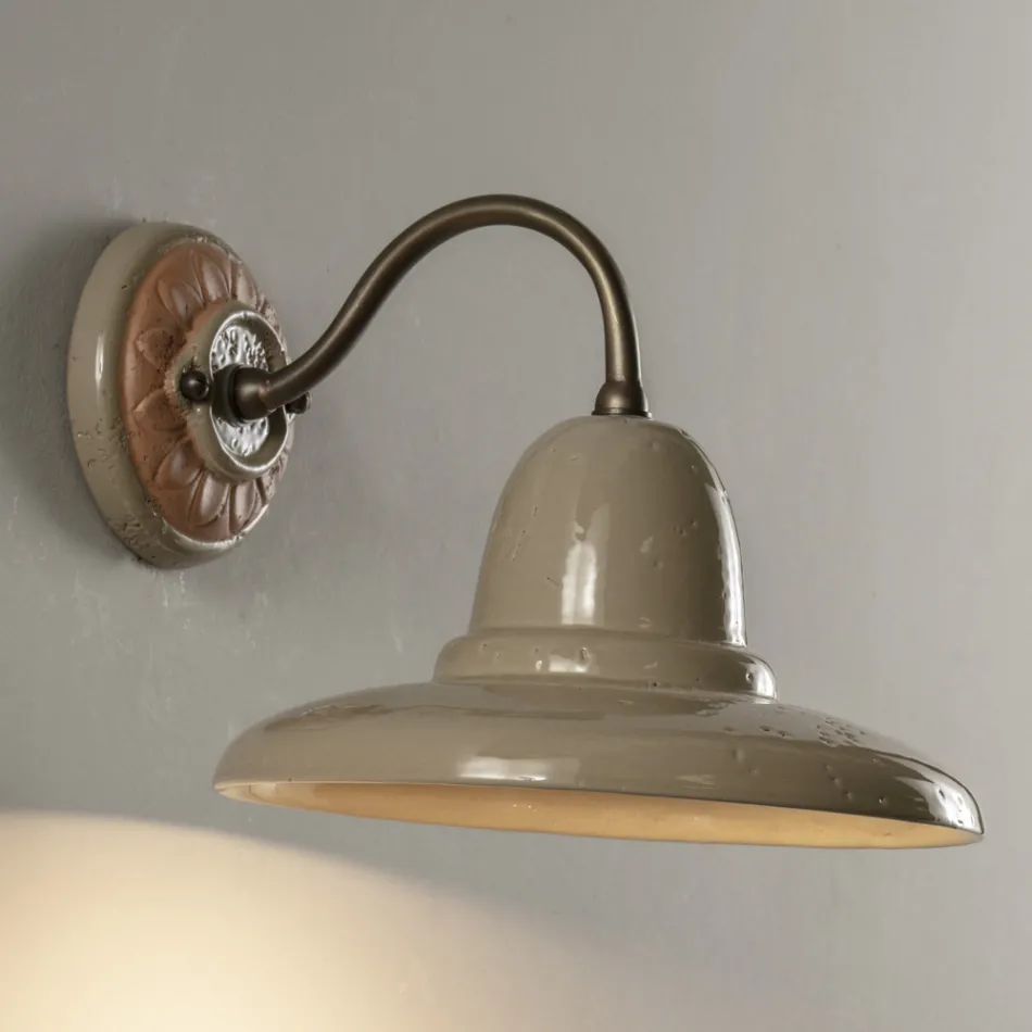 Runde Artisan-Gartenapplikation in Galestro, hergestellt in Italien – Toscot Spoleto Viadurini