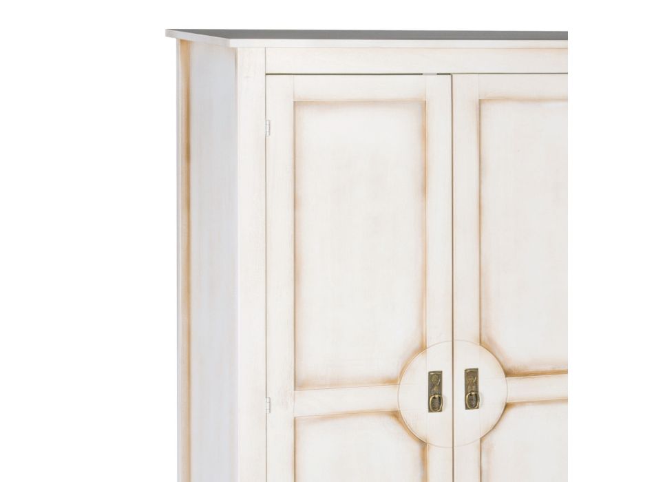 Kleiderschrank aus patiniertem weißem Holz mit 2 Türen, hergestellt in Italien – Agni Viadurini