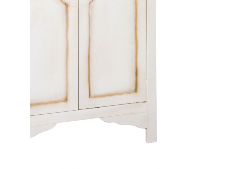 Kleiderschrank aus patiniertem weißem Holz mit 2 Türen, hergestellt in Italien – Agni Viadurini
