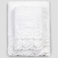 Weiße Baumwolltücher mit Spitze, 2 Stück italienischer Luxus - Sposi
