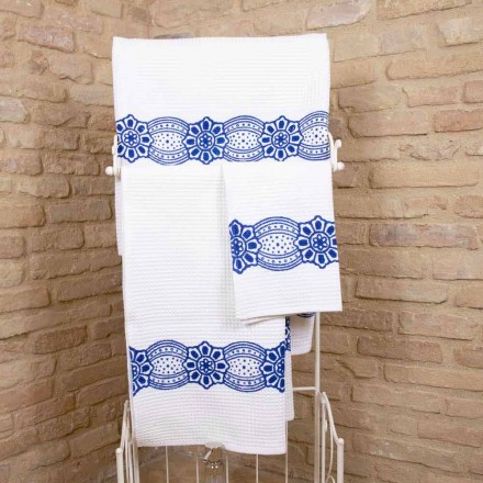 Italienisches handgefertigtes Handtuch mit handgefertigtem Baumwolldruck - Marken Viadurini