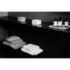 Weißes Baumwollfrottee-Gesichtshandtuch mit geometrischem Dekor – Gimmy Viadurini